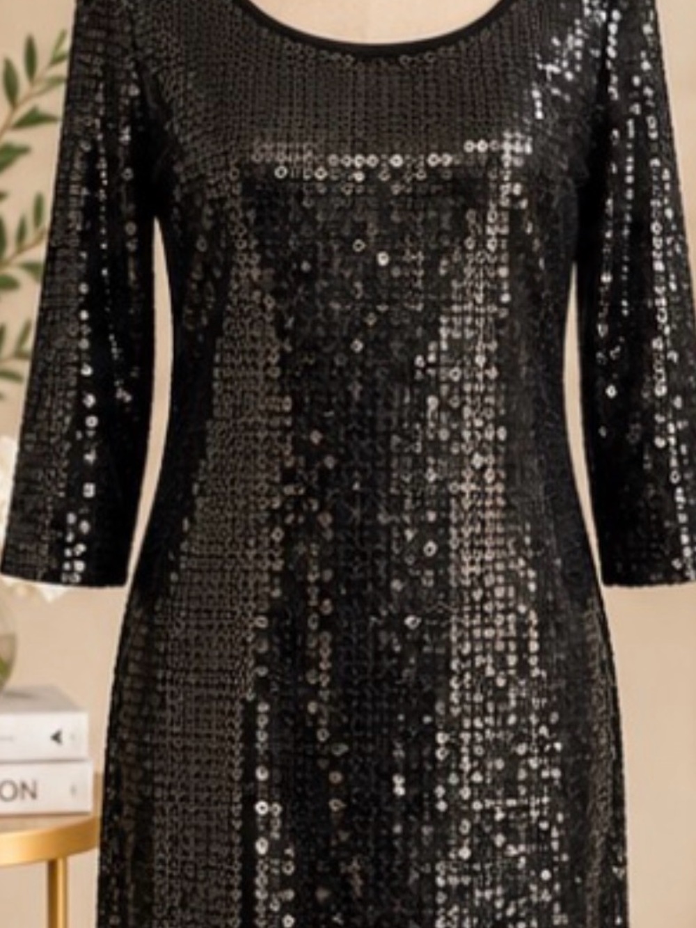 White House Black Market Dress S NWT Black Sequin 3/4 Sleeve Cocktail Party
